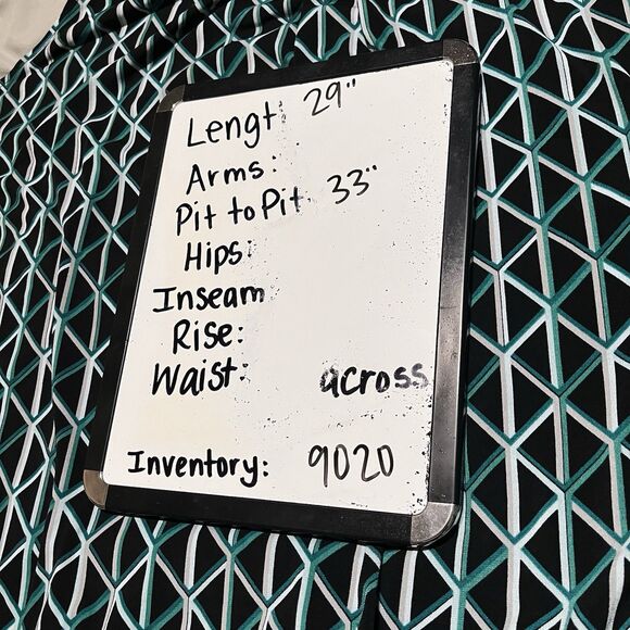 Catherines Teal Green Black Geometric Sleeveless Tank Top Blouse Womens Size 5X - Picture 9 of 9